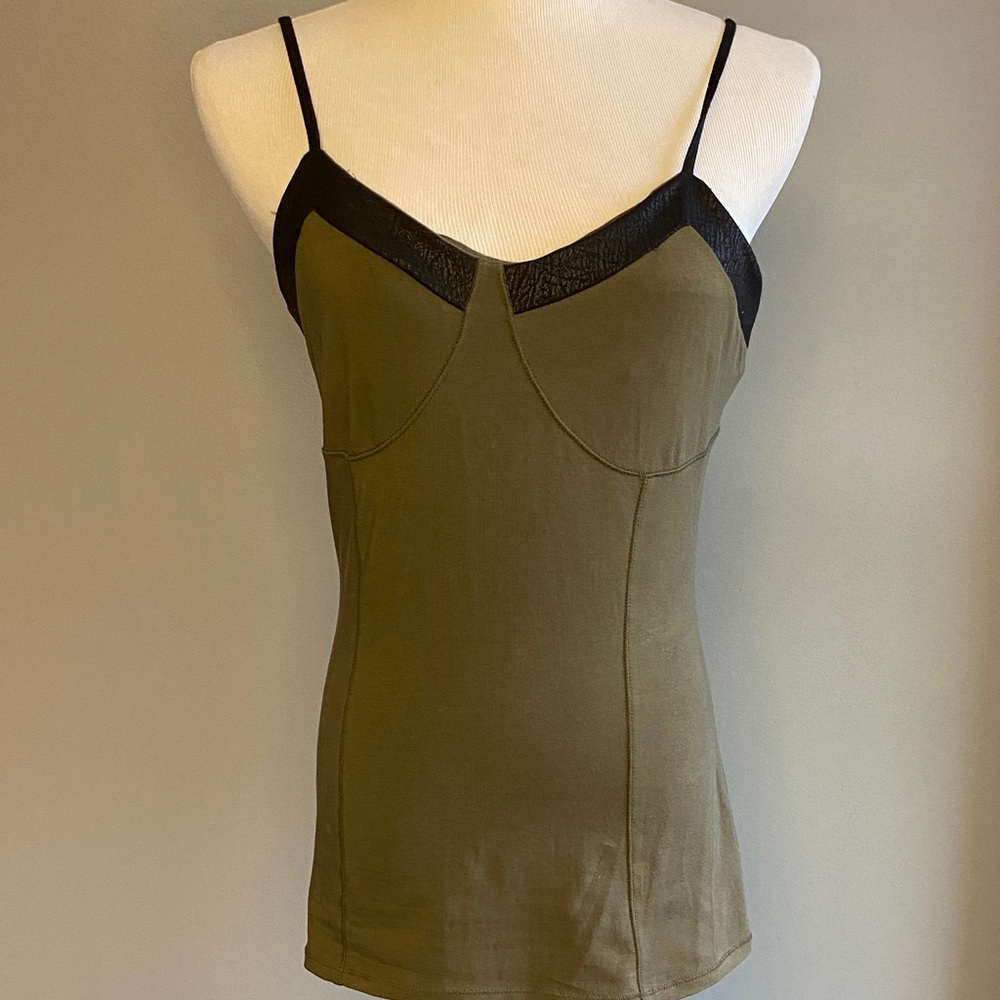 Best Loved Cami Olive Camisole with Black Accents (Size M)